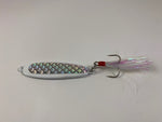 White/Silver Jigging Spoon with Dressed Treble Hook