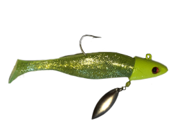 StriperTackle Chartreuse/Crystal Chartreuse Tail Super Spin Shad