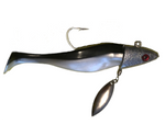 StriperTackle Silver Holographic/Black Pearl Tail Super Spin Shad